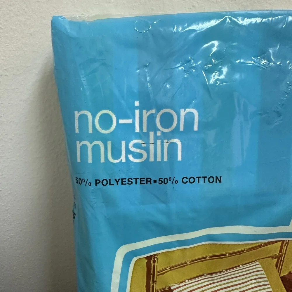 Vintage No Iron Muslin Full Flat Sheet Bright Retro Green Made in USA NEW NOS